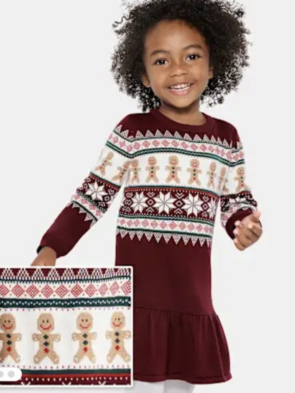 Children's Place Gingerbread Fair Isle Peplum Sweater Dress 5T